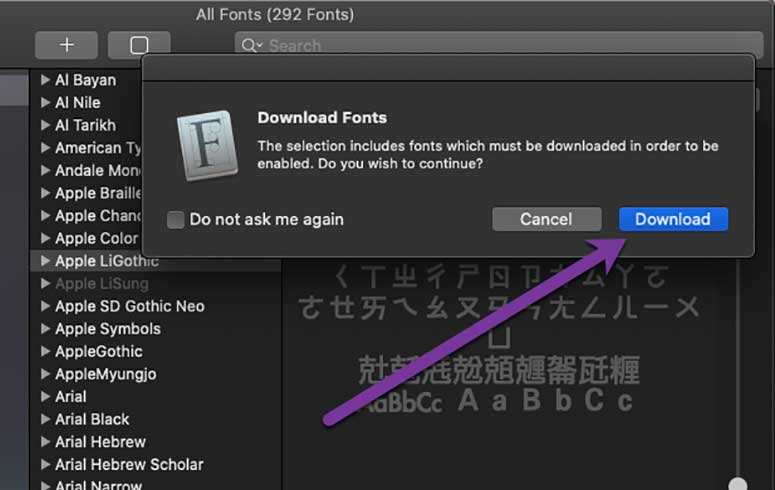 downloading fonts with Font Book on Mac