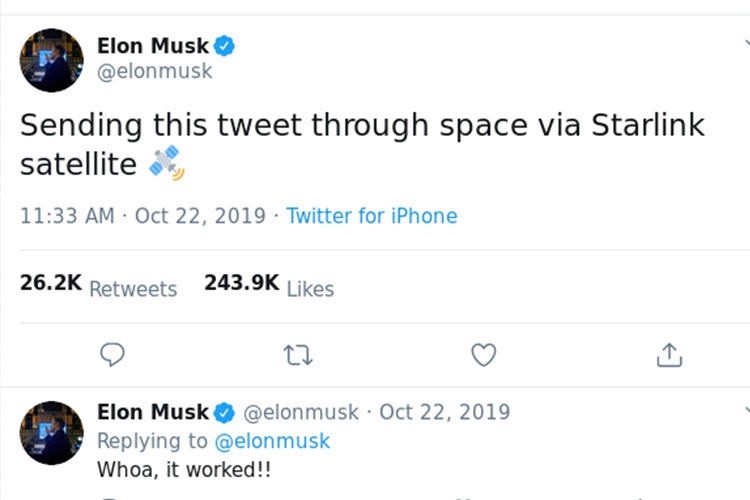 Elonmusj Tweet on Starlink Internet