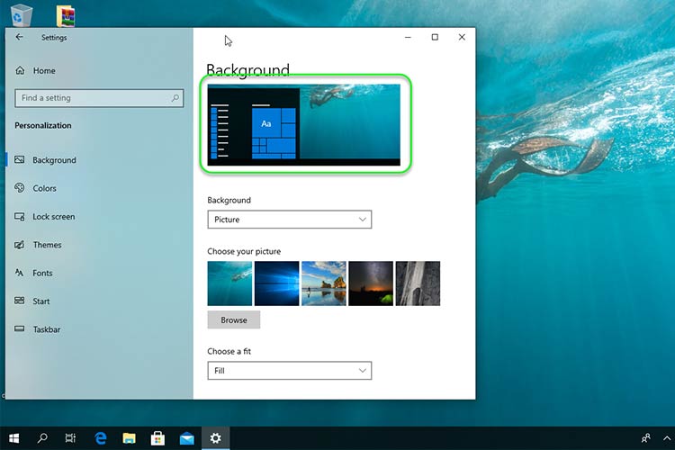 how to change windows background